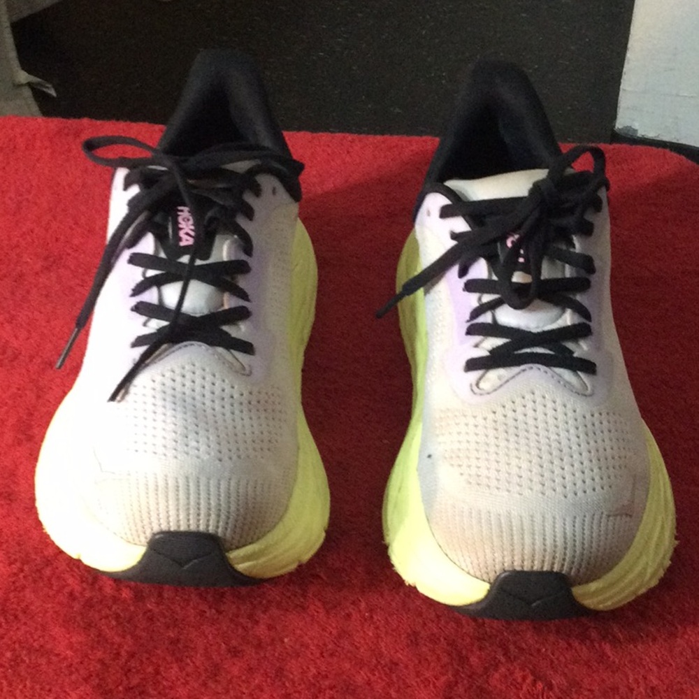 Light Gray and Neon Yellow Running Shoes